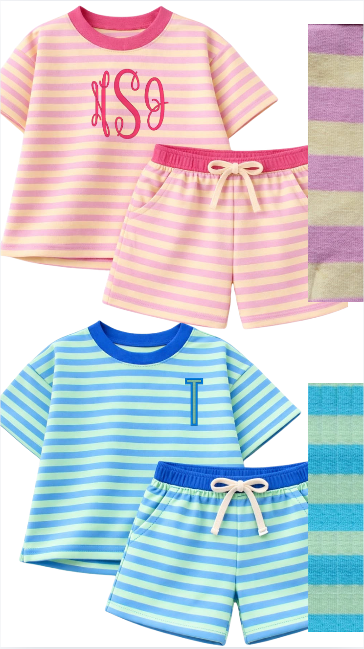 Striped Short Set- PREORDER