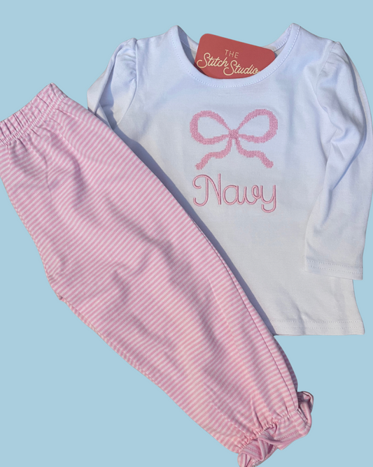 Girls Striped Pants & Tee Set